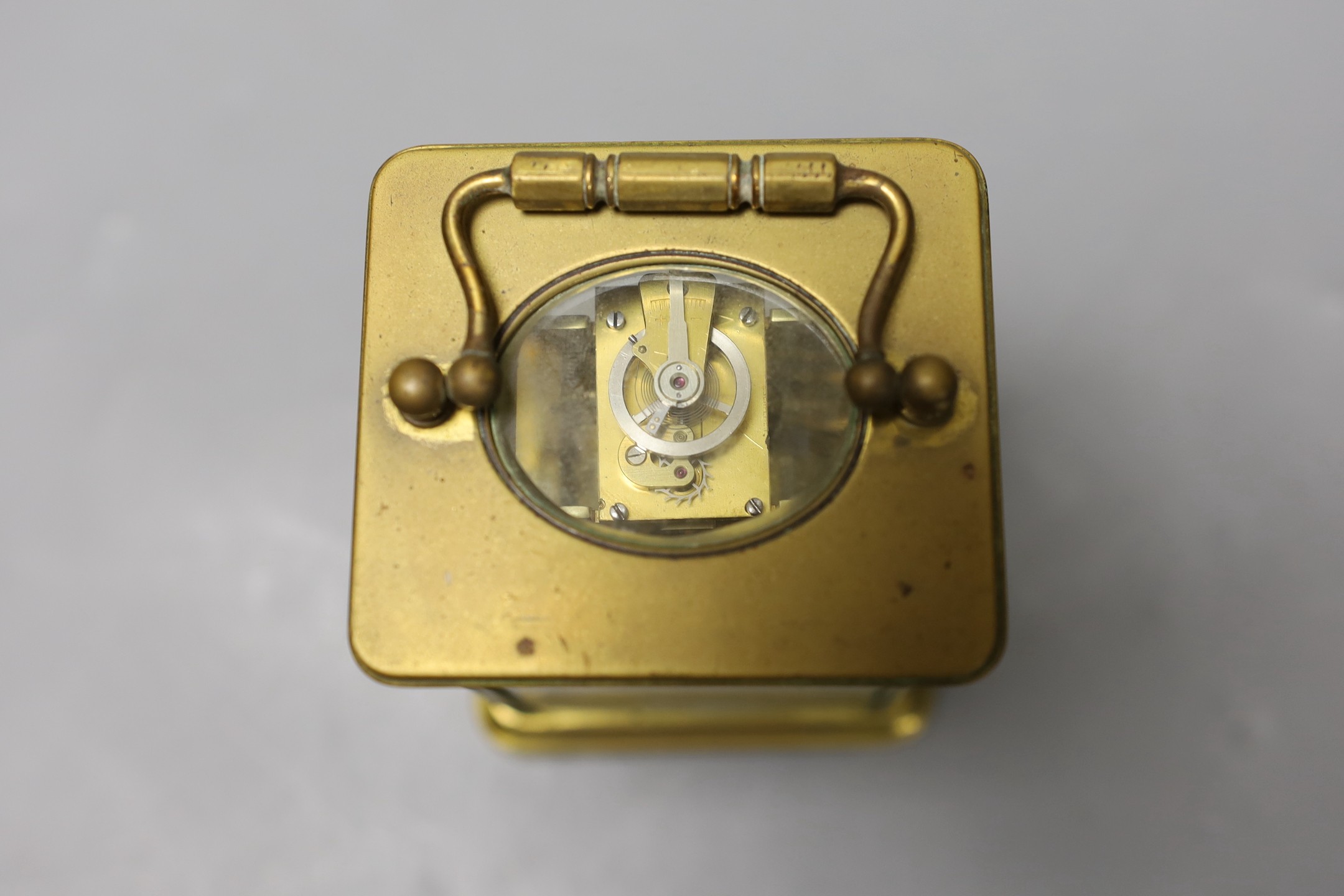 A brass carriage timepiece, 12cm